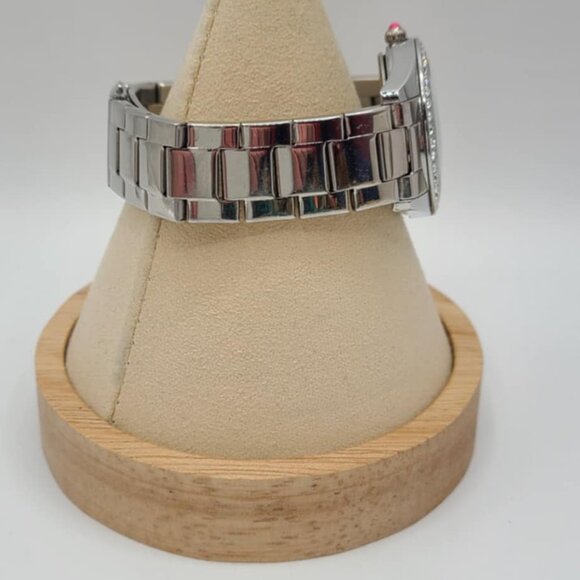 Betsey Johnson Silver Tone Watch with Crystal Bezel Metal Band WORKING! - Picture 2 of 10